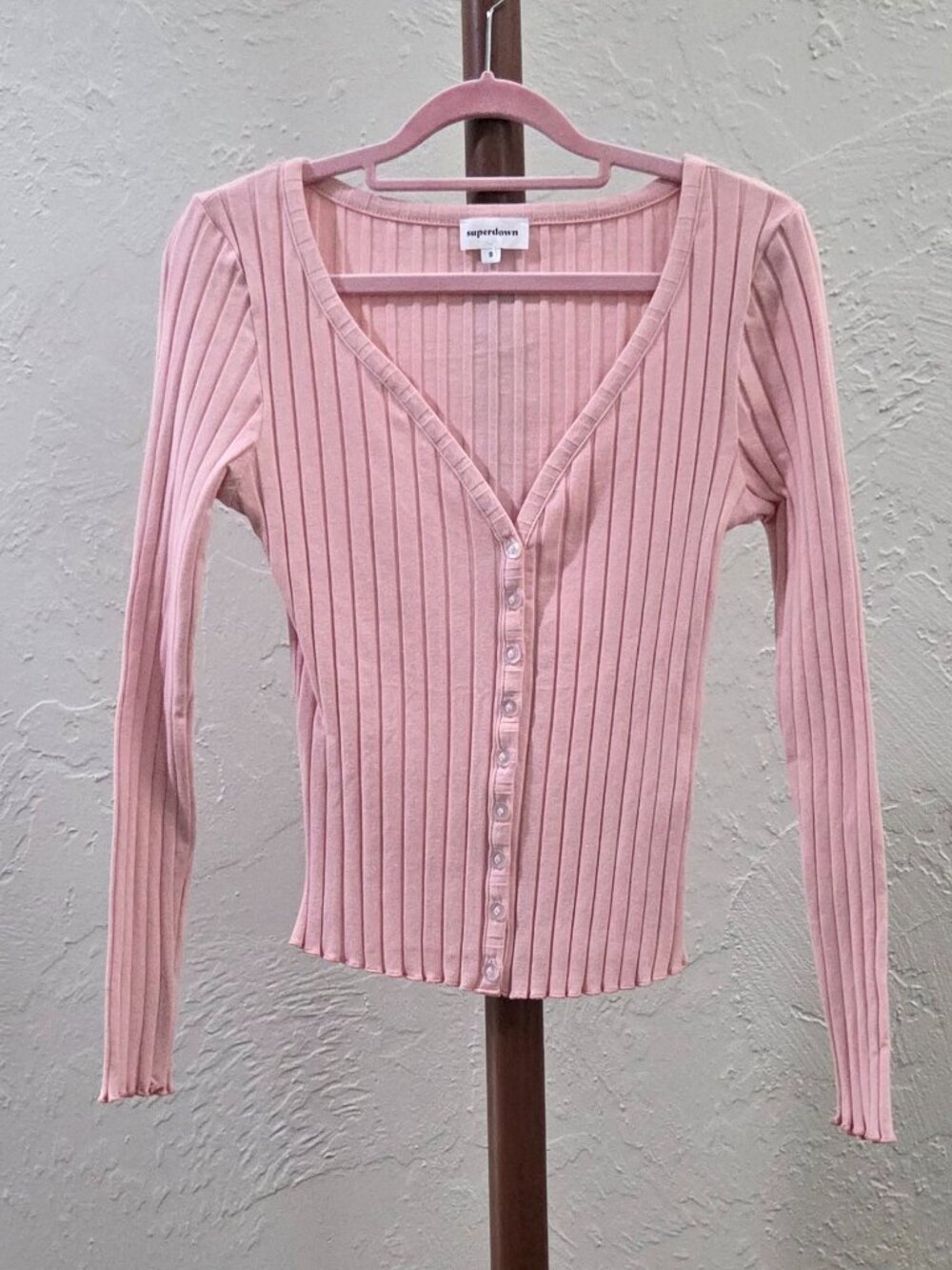 Superdown Ribbed Top With Buttons - Picture 5 of 7